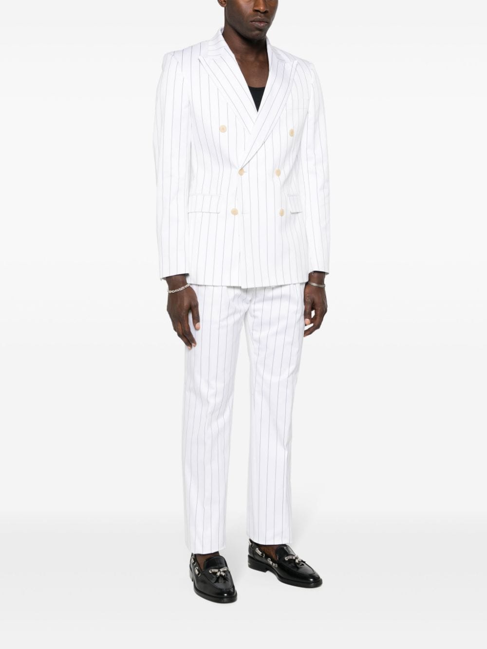 Shop Fursac Striped Doubled-breasted Suit In White