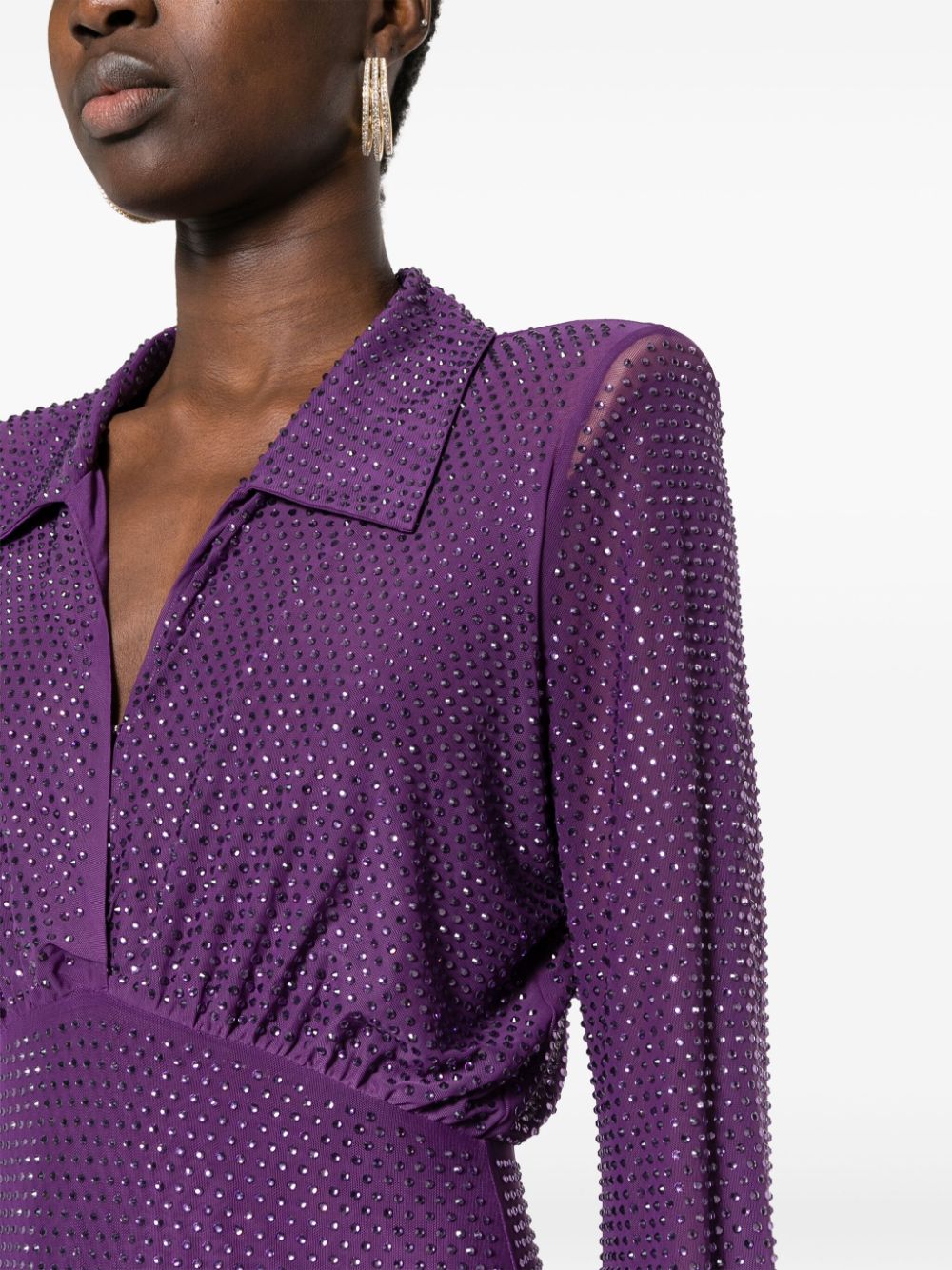 Shop Self-portrait Rhinestone-embellished Maxi Dress In Purple