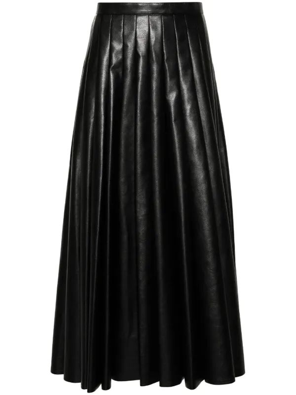 High waisted pleated leather skirt online