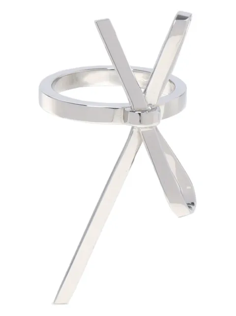 We11done anillo en plata con logo grabado y detalle de moño