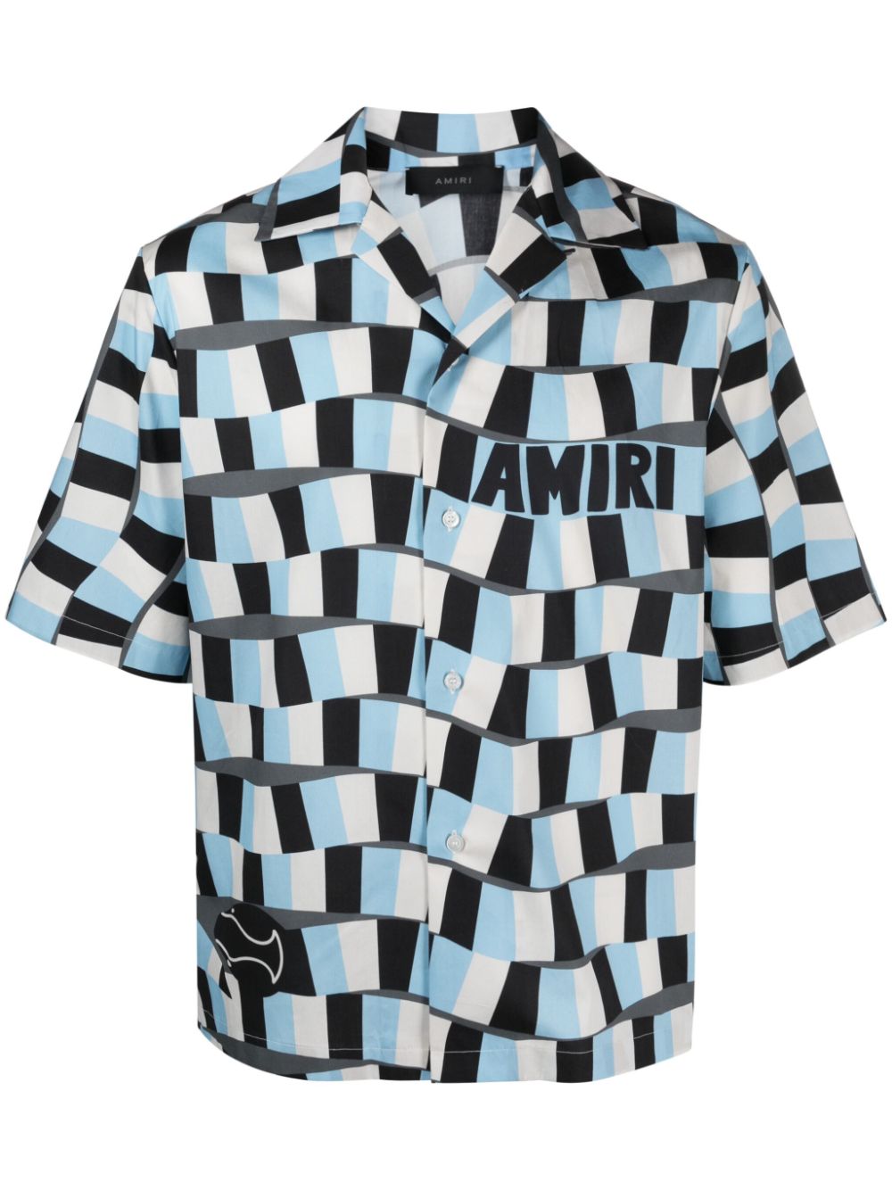 Amiri Geometric-print Cotton Shirt In Blue