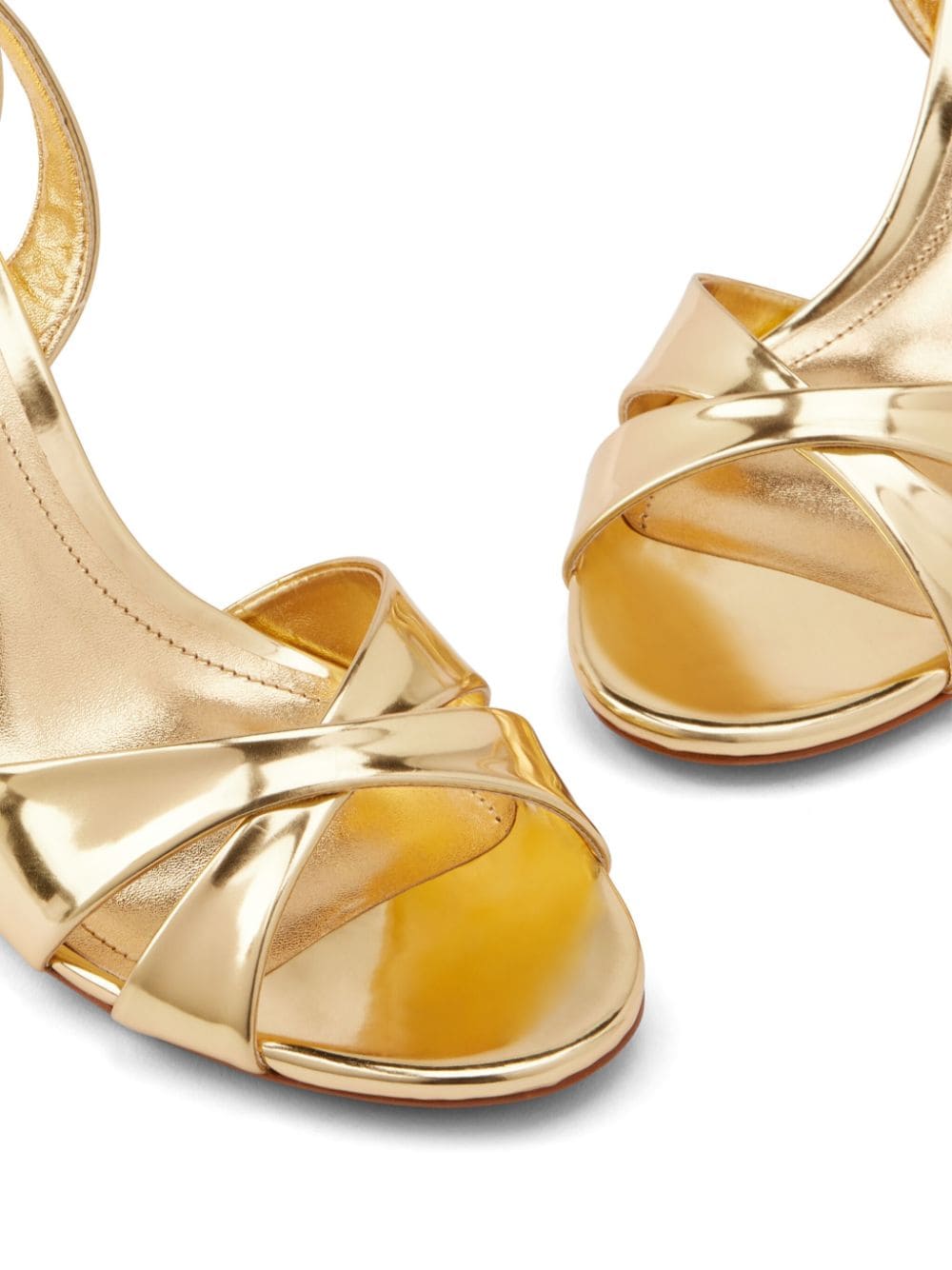 Shop Schutz Hilda 80mm Patent Leather Sandals In Gold