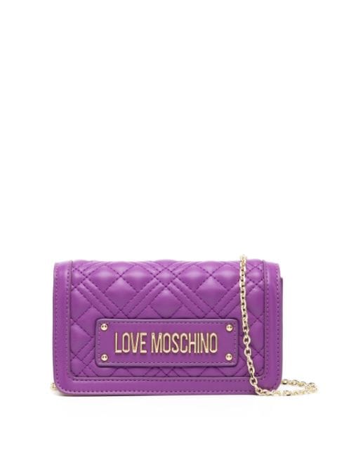 Love Moschino logo-plaque quilted crossbody bag