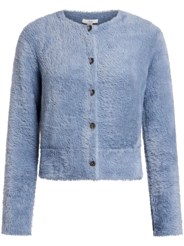 Vince textured buttoned cardigan women Viscose Nylon Polyester L Blue