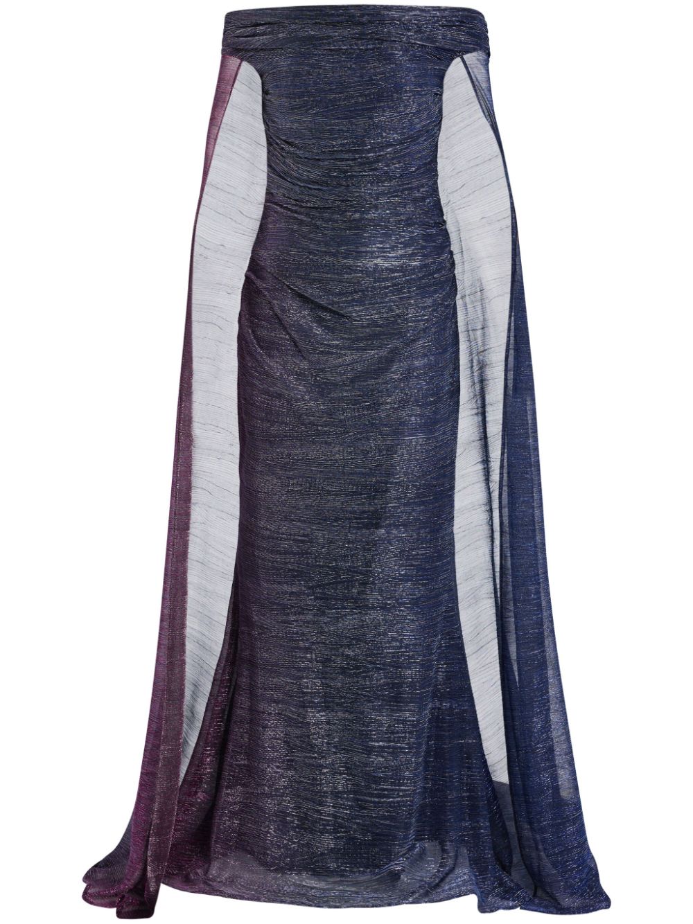 Talbot Runhof Off-shoulder Cape Dress In Purple