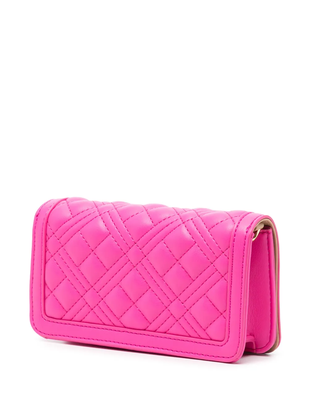 Shop Love Moschino Logo-plaque Quilted Crossbody Bag In Pink