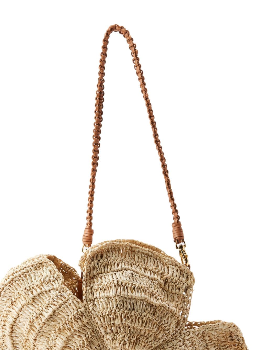Shop Aranaz Flora-detail Straw Crossbody Bag In Neutrals