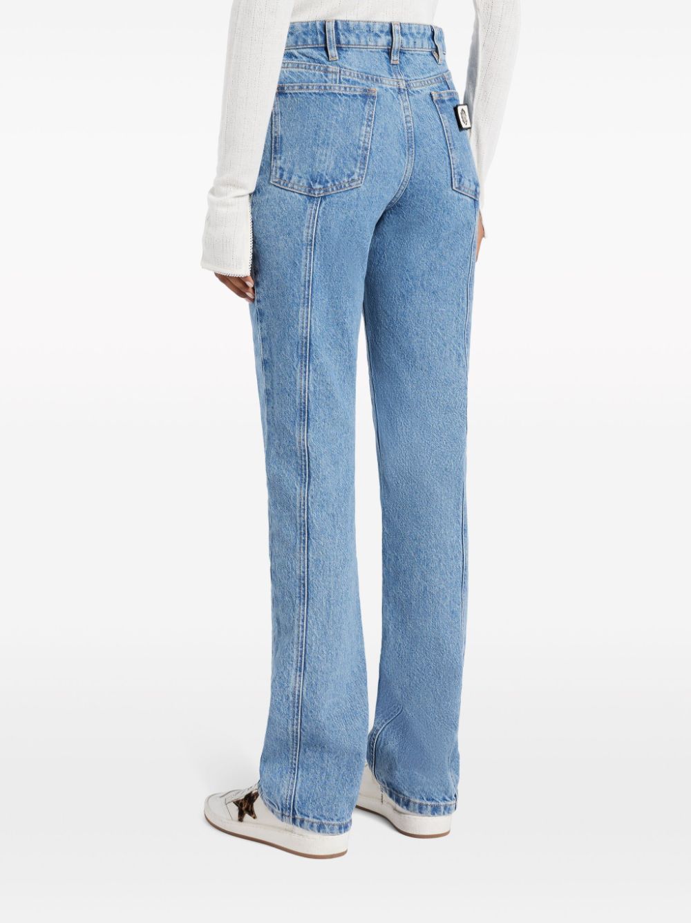 Shop Rotate Birger Christensen Twill Straight-leg Jeans In Blue