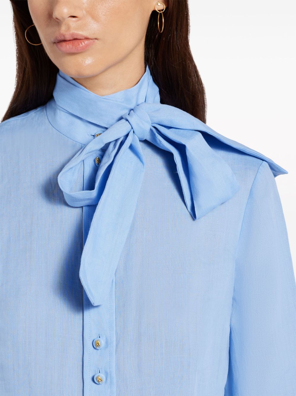 ZIMMERMANN pussy-bow Ramie Blouse - Farfetch