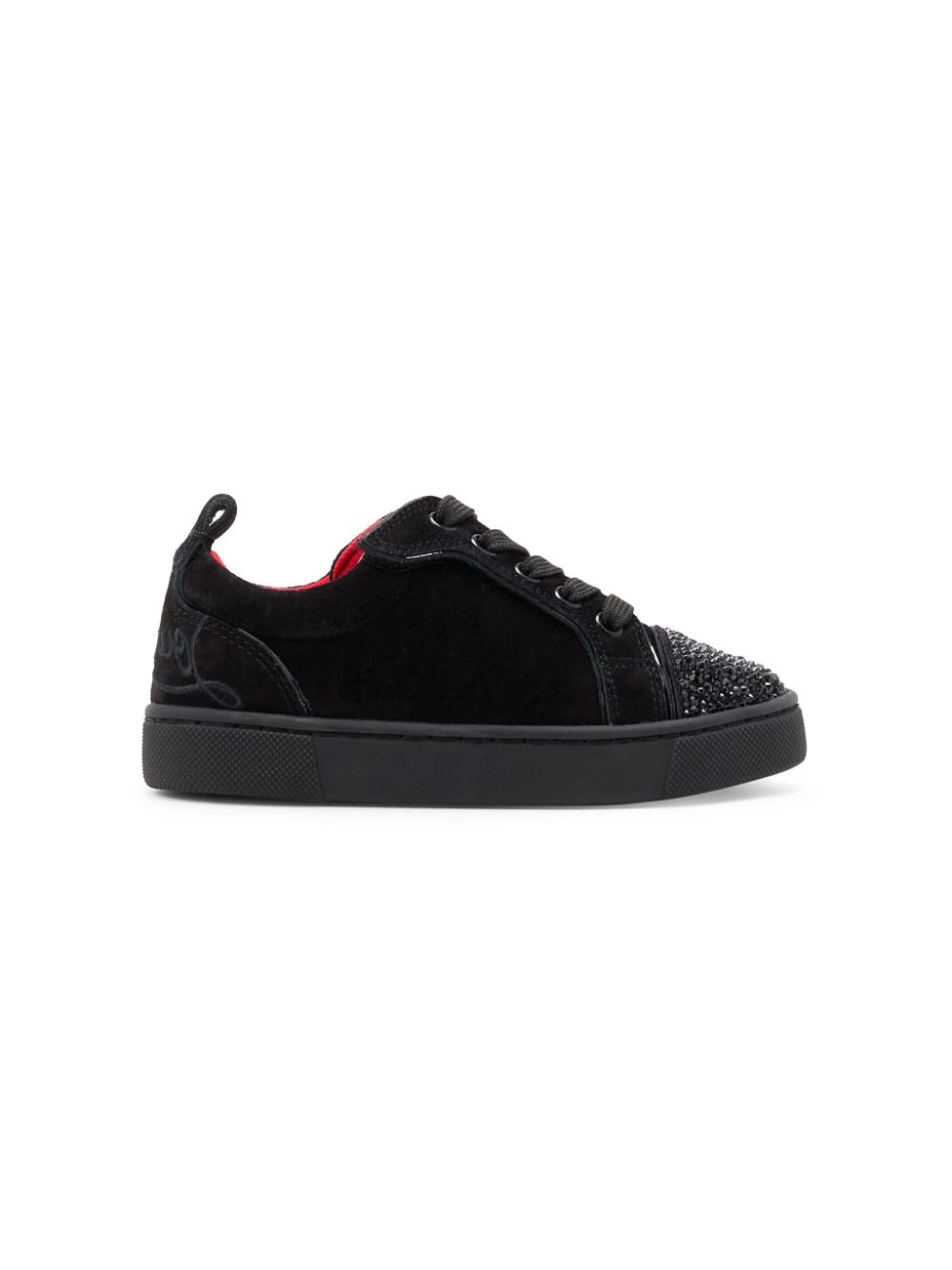 Christian Louboutin Kids Suède sneakers verfraaid met stras Zwart