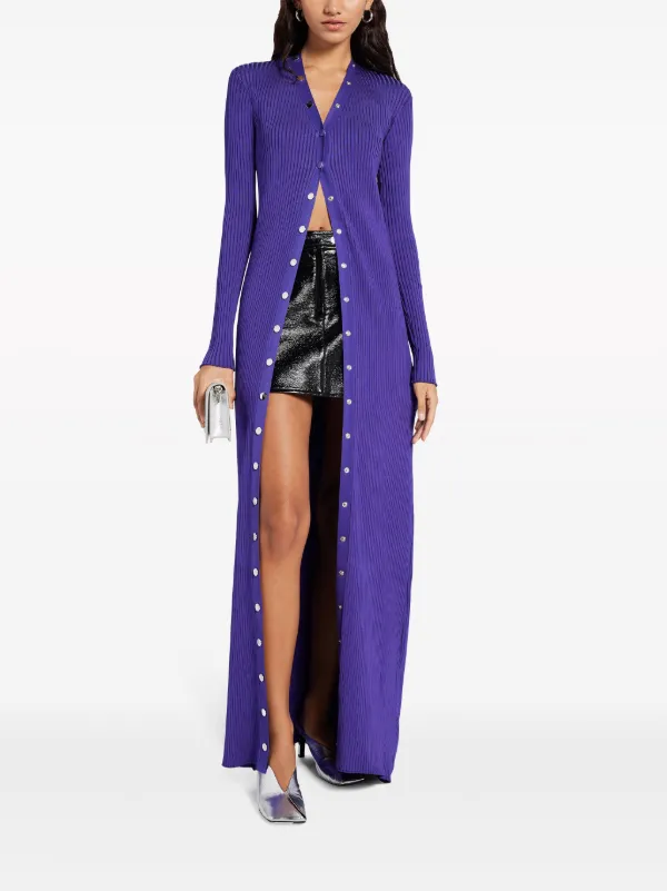The Attico ribbed-knit Cardigan Dress | Purple | FARFETCH MY