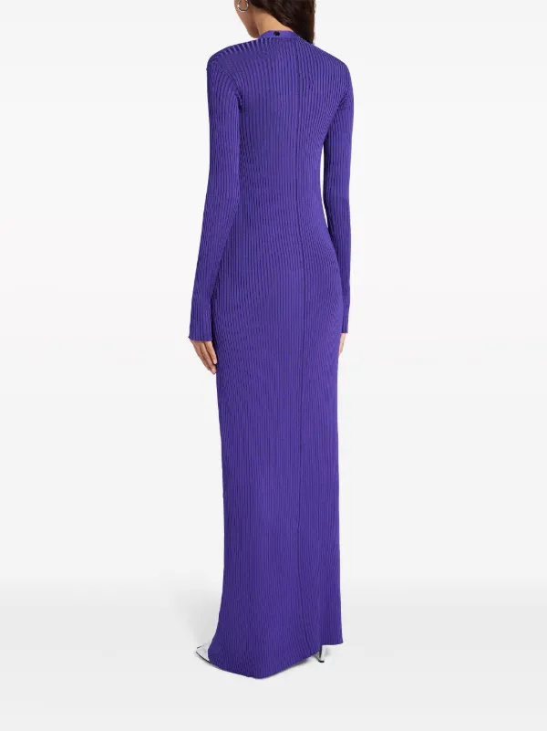 The Attico ribbed-knit Cardigan Dress | Purple | FARFETCH OM