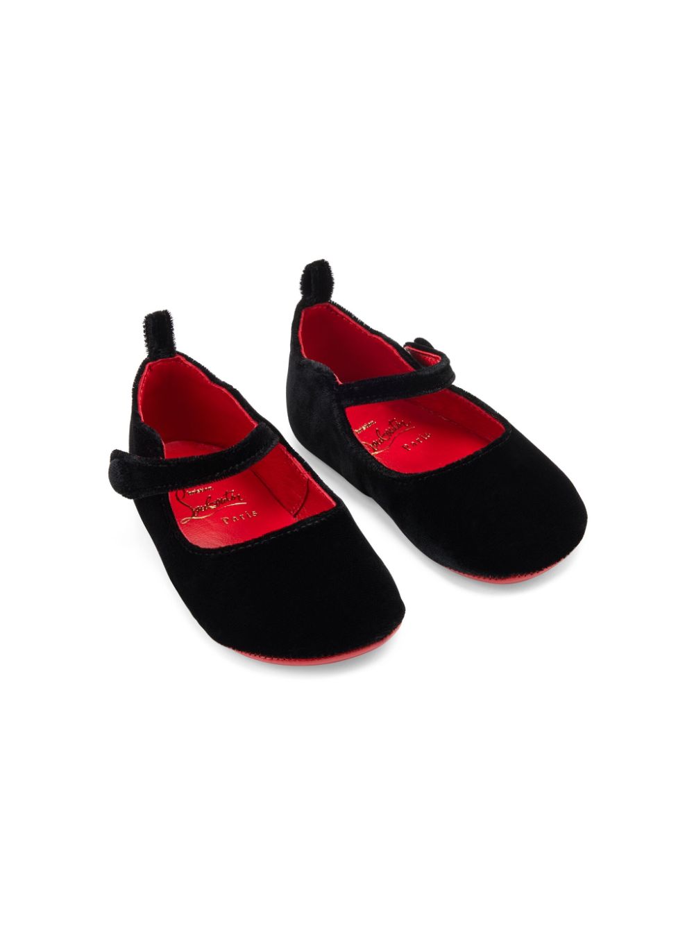 Christian Louboutin Kids velvet ballerina shoes Black