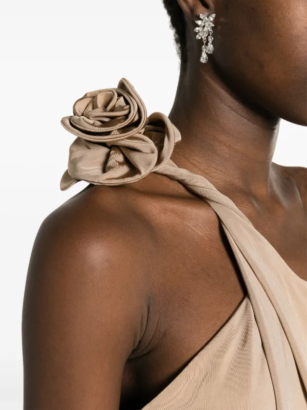 Magda Butrym one-shoulder floral-appliqué Dress | Neutrals | FARFETCH 
