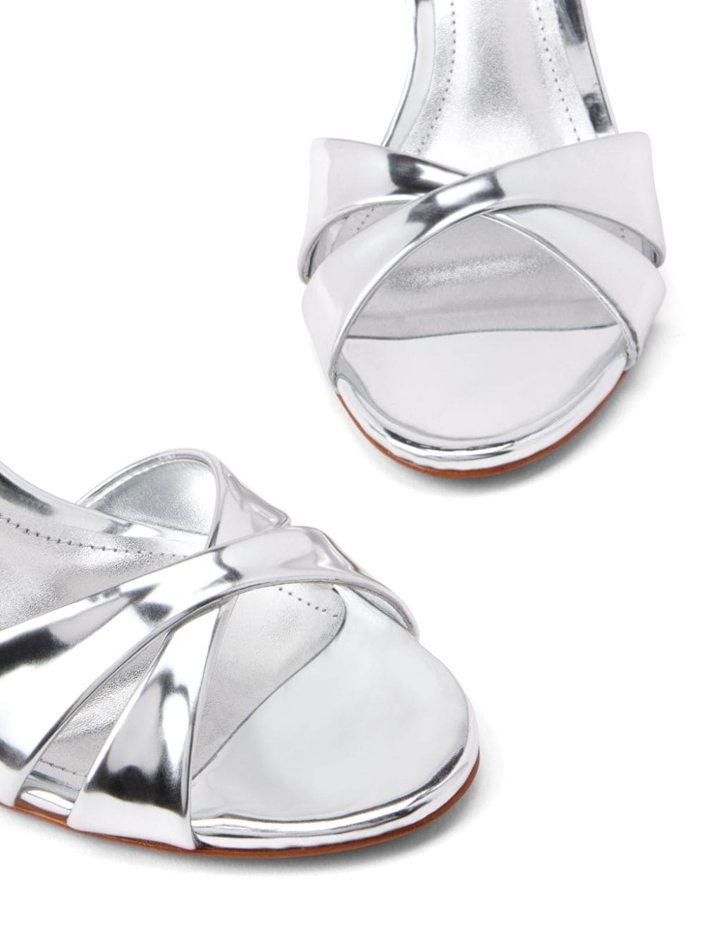 Shop Schutz Hilda 80mm Patent Leather Sandals In Silver