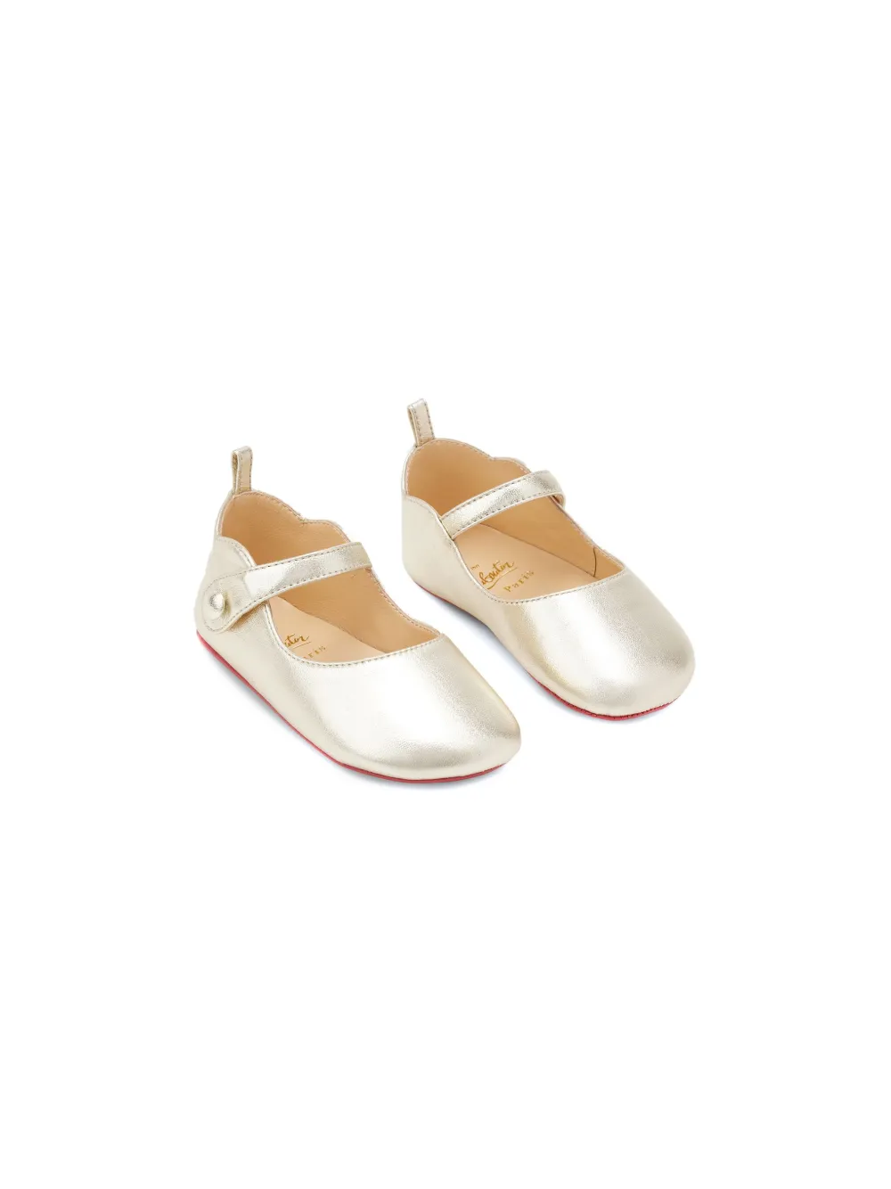 Christian Louboutin Kids leather ballerina shoes Gold