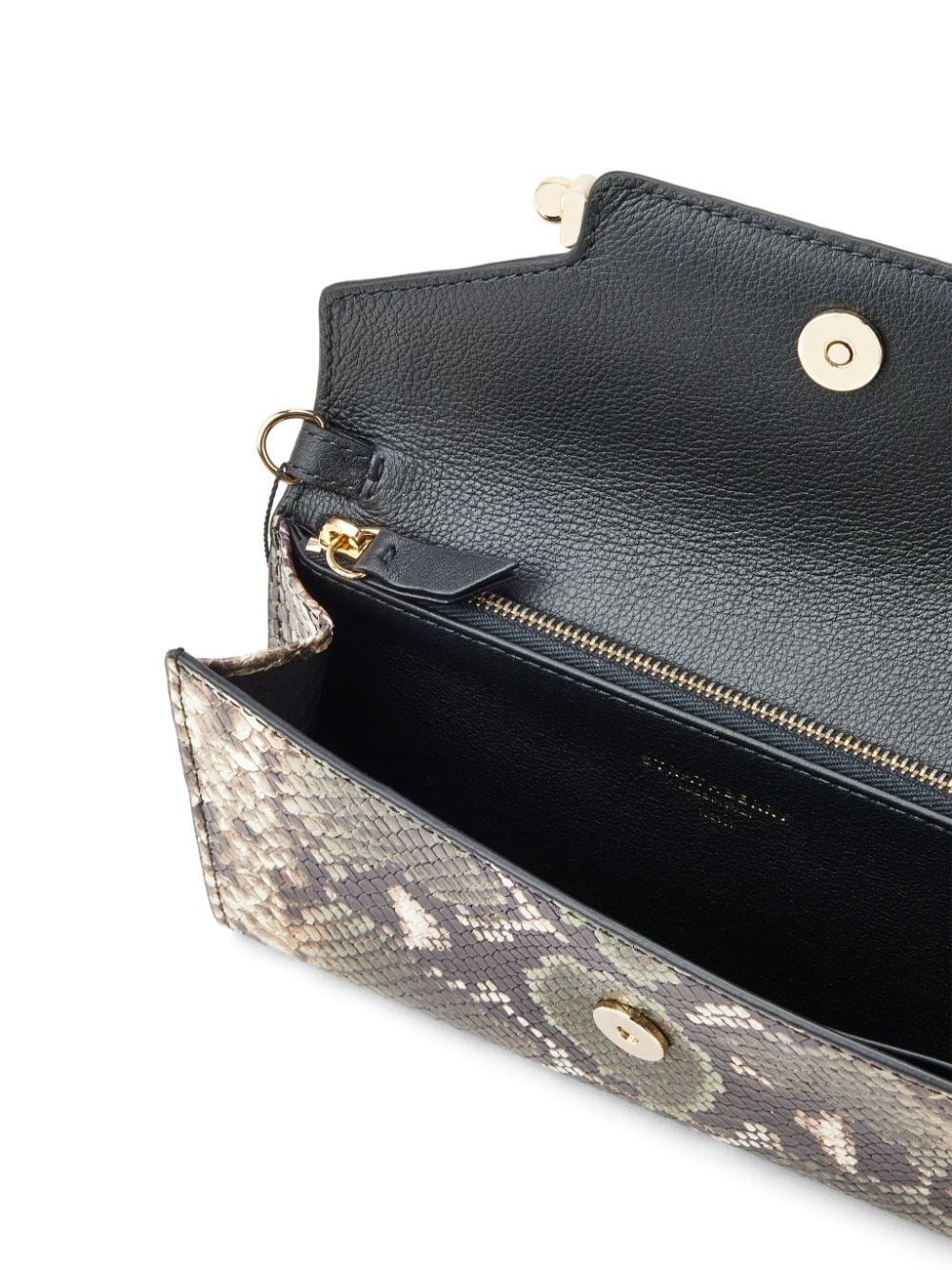 Shop Strathberry Multrees Snakeskin-effect Clutch Bag In Green