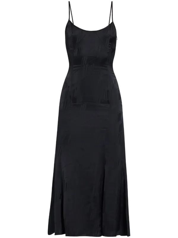 knee length dresses for ladies Kaiya Jacquard Satin Midi Dress Yellow
