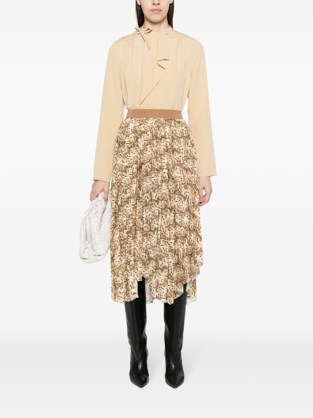 Shop Isabel Marant Sakura Printed Asymmetric Midi Skirt In Neutrals
