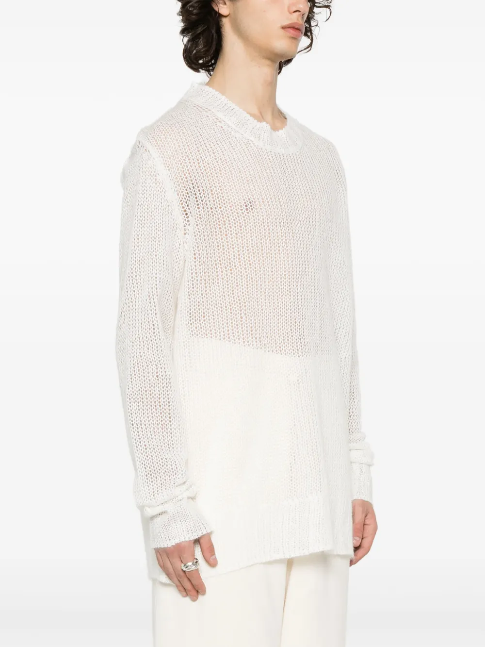 Jil Sander Logo intarsia katoenen trui Wit