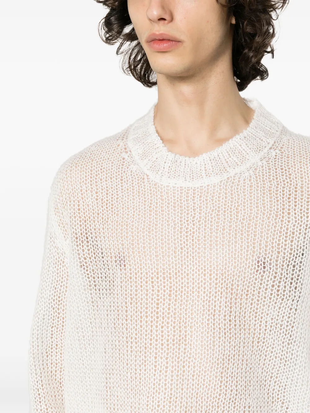 Jil Sander Logo intarsia katoenen trui Wit