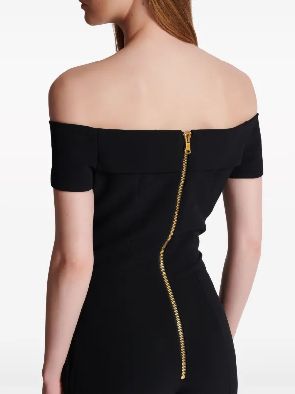 Balmain off-shoulder Flared Jumpsuit | Black | FARFETCH