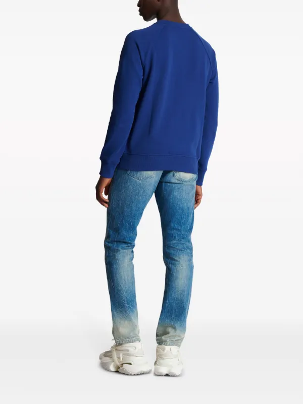 Balmain logo flocked cotton sweatshirt men Cotton XXS Blue