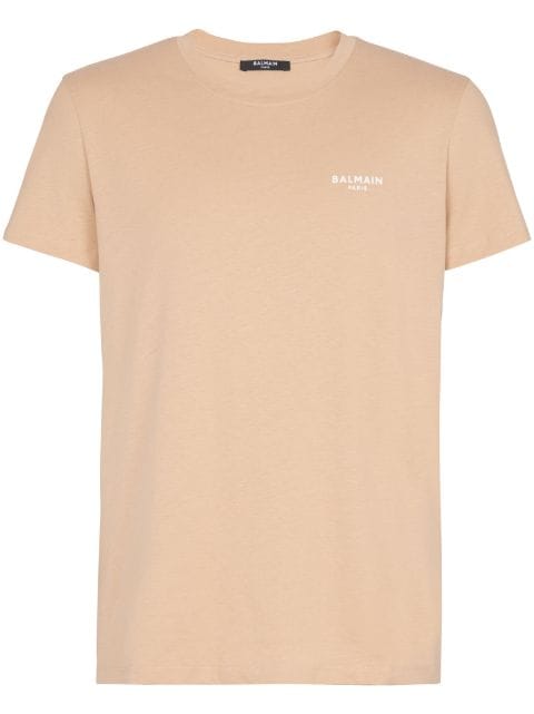 Balmain flocked-logo cotton T-shirt