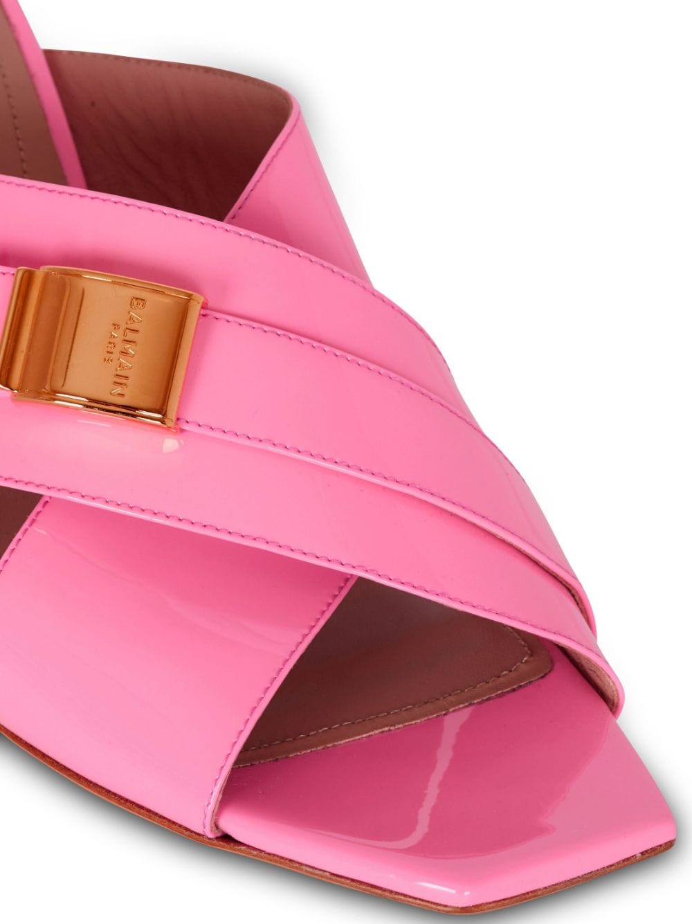 Shop Balmain Uma 75mm Patent Leather Mules In Pink