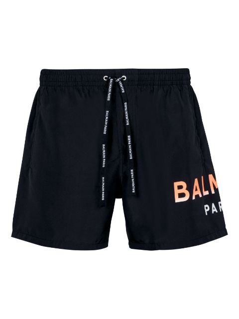 Balmain shorts de playa con cordones y logo estampado 
