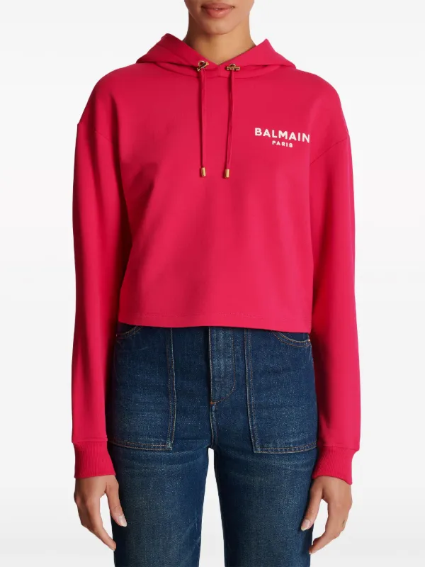 【関税込み】Balmain ピンク ロゴプリント フーディ Girls' designer clothing | BALMAIN