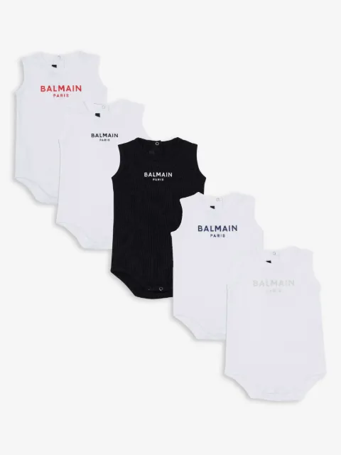 Balmain Kids logo-print cotton bodies (pack of five)