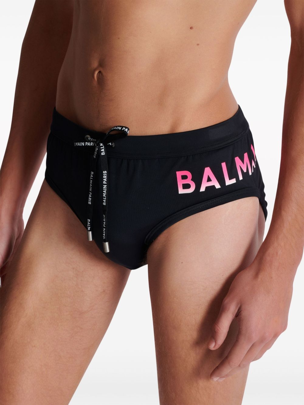 Balmain logo-print drawstring swim trunks Men