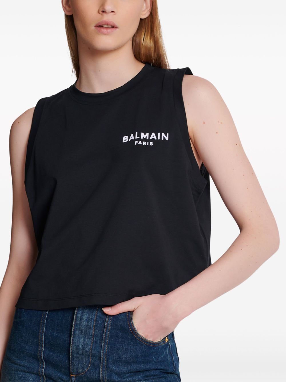 Affordable Balmain logo-flocked cotton top Women