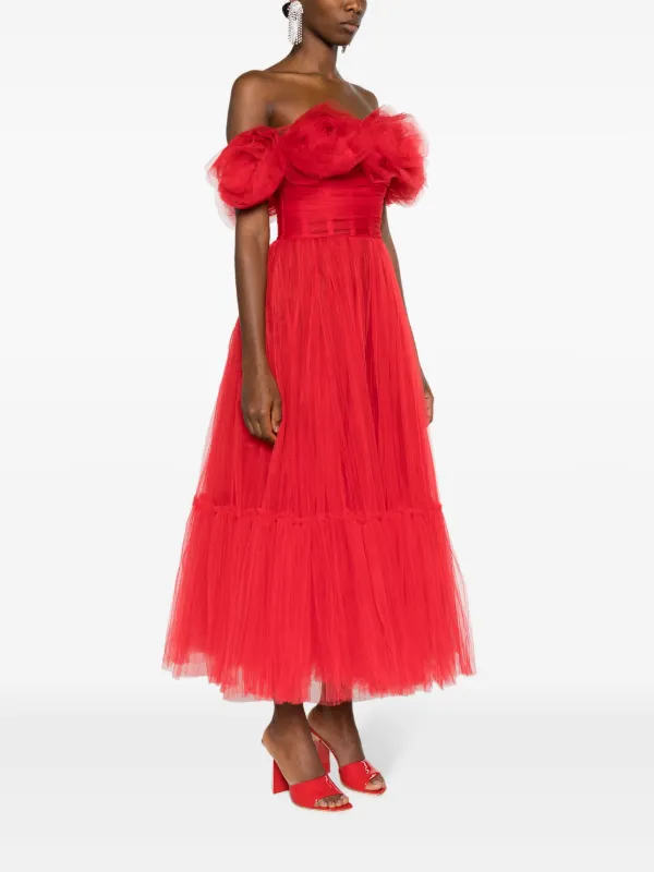 美品　Ana Radu ドレス　赤 Ana Radu チュール マキシドレス | レッド | FARFETCH JP