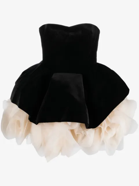 Ana Radu petal-layer velvet mini dress