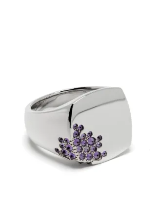 Tom Wood Sterling Silver Cushion Purple Molecule Cubic