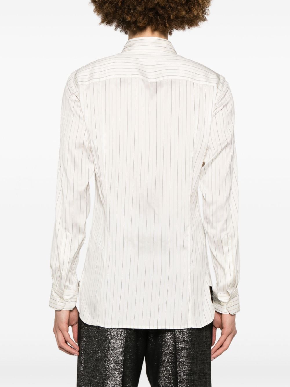 Shop Dries Van Noten Striped Silk Shirt In Neutrals