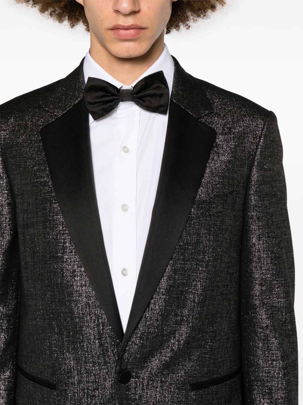 Shop Dries Van Noten Glitter-detail Tuxedo Blazer In Black