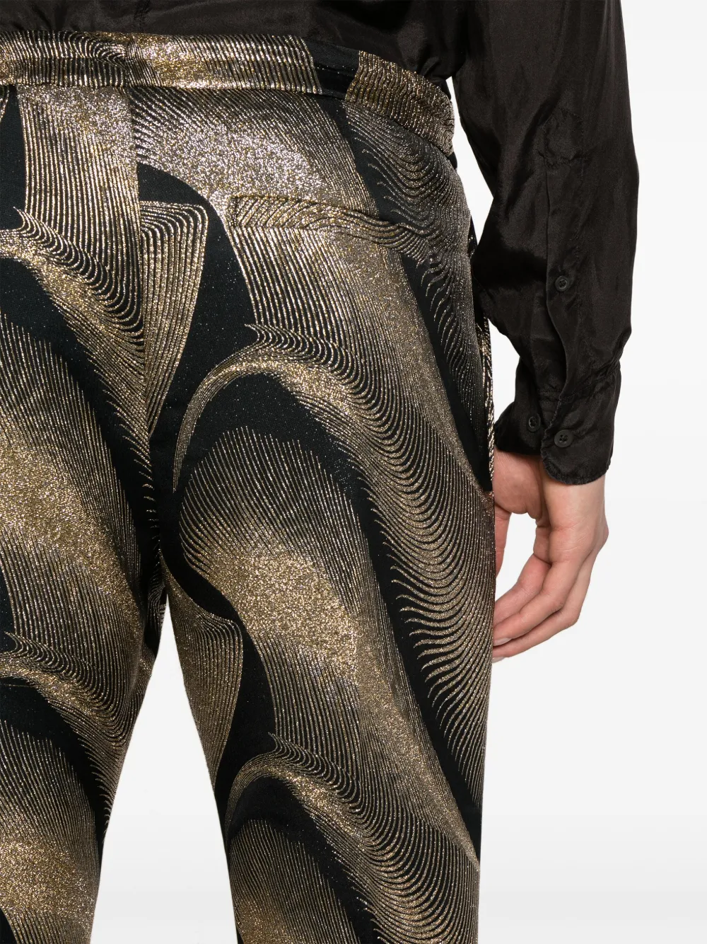 DRIES VAN NOTEN Broek met trekkoord en jacquard Zwart