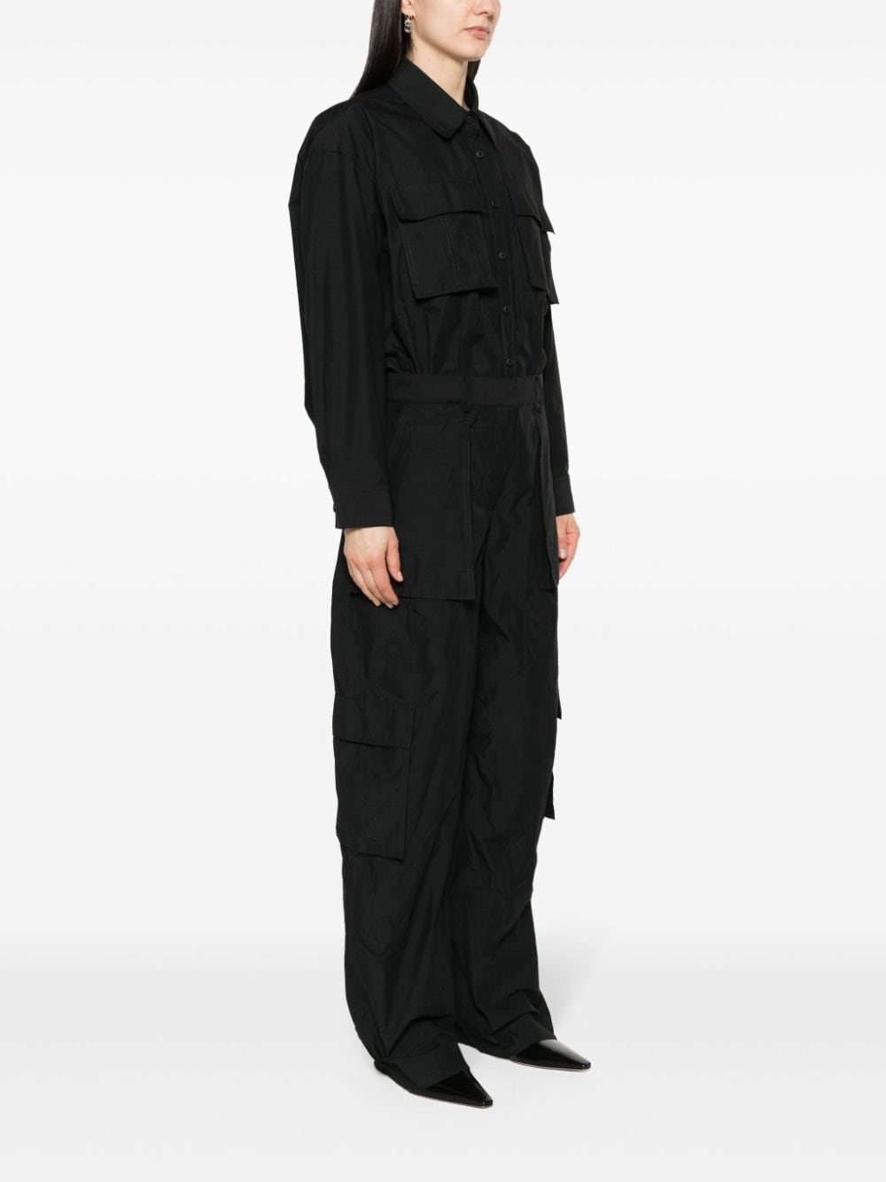 Shop Alexander Wang Button-up Ripstop Cargo Jumpsuit In Black