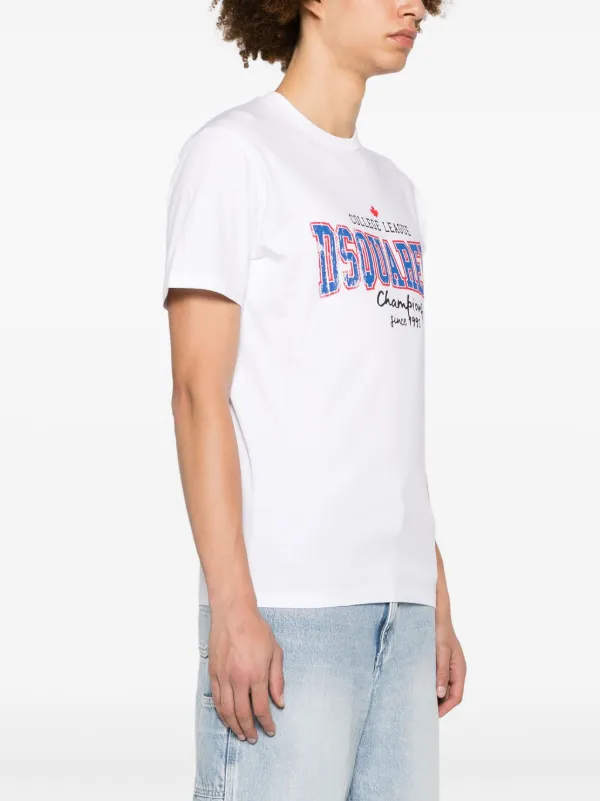【関税/送料無料】D SQUARED2*新作*College print T-shirt DSQUARED2 College logo-print T-shirt | White | FARFETCH JO