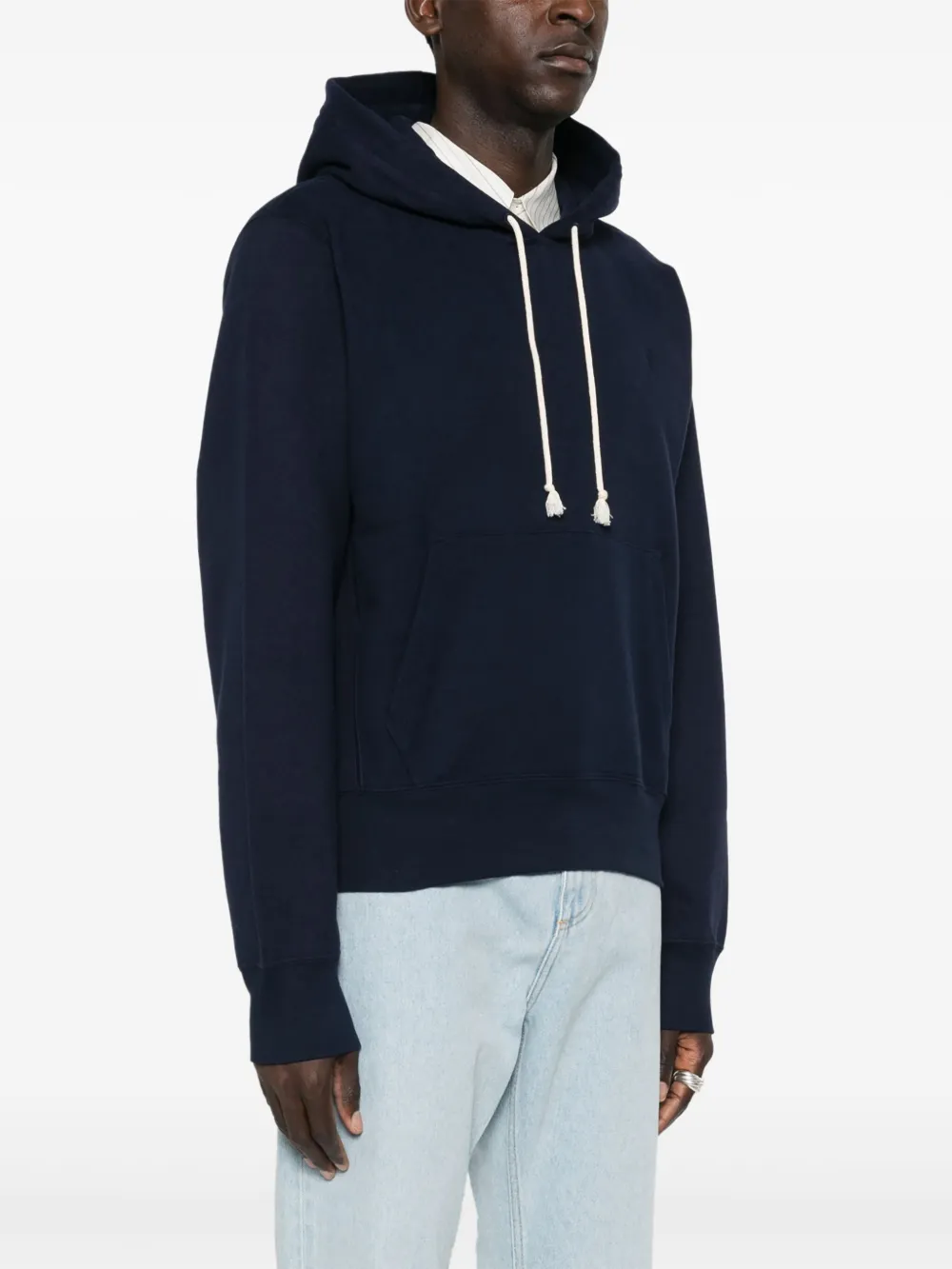 Saint Laurent Katoenen hoodie met Cassandre-borduurwerk Blauw