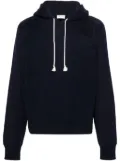 Saint Laurent Cassandre-embroidered cotton hoodie - Blue