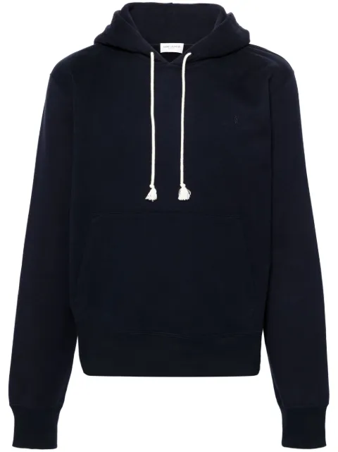 Saint Laurent Cassandre-embroidered cotton hoodie