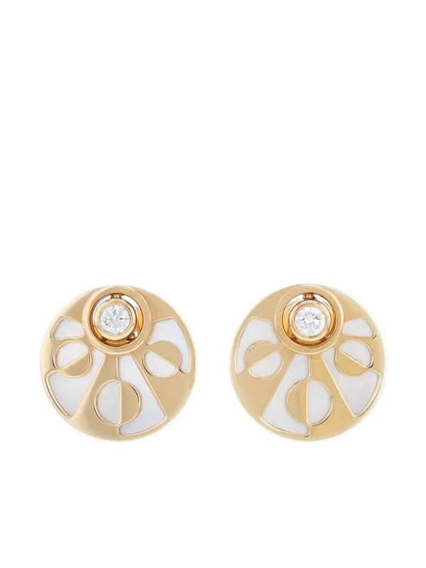 Bvlgari Pre Owned Aretes Intarsio Pequenos En Oro Rosa De 18kt Con Diamante Rosado FARFETCH PE