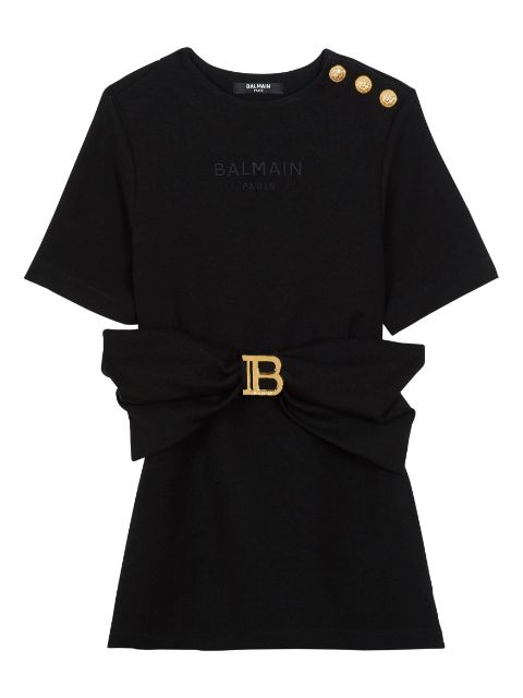 Balmain Kids T-Shirtkleid mit Logo-Schild 