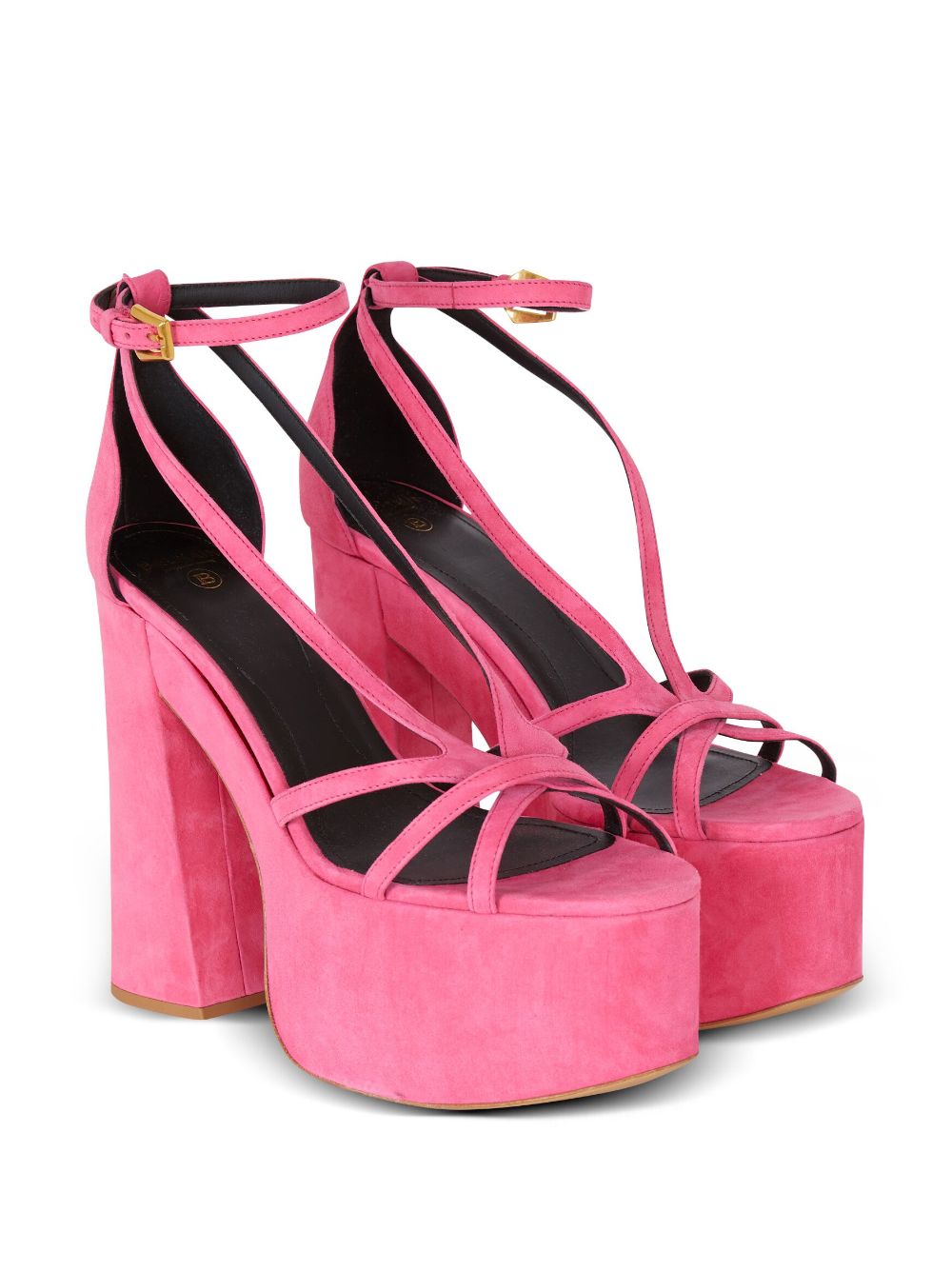 Shop Balmain Cam 160mm Suede Platform Sandals In Pink