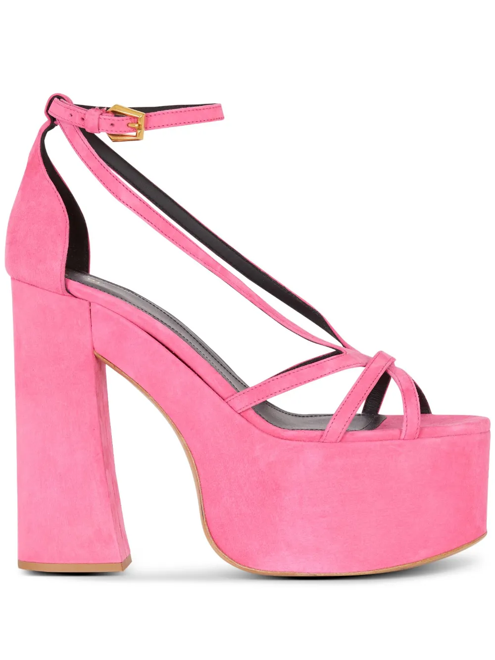 Balmain Cam Suede Platform Sandals In Pink