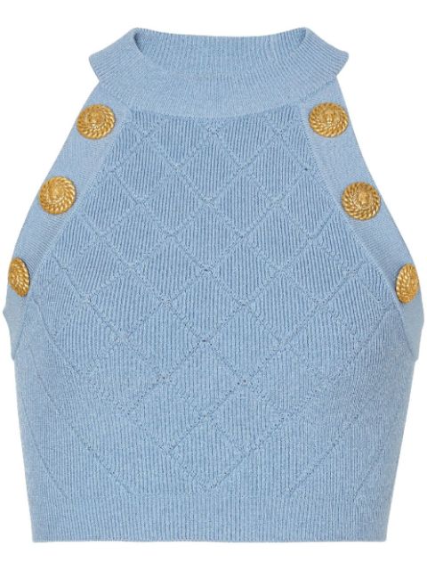 Balmain 6-Button knitted crop top Women